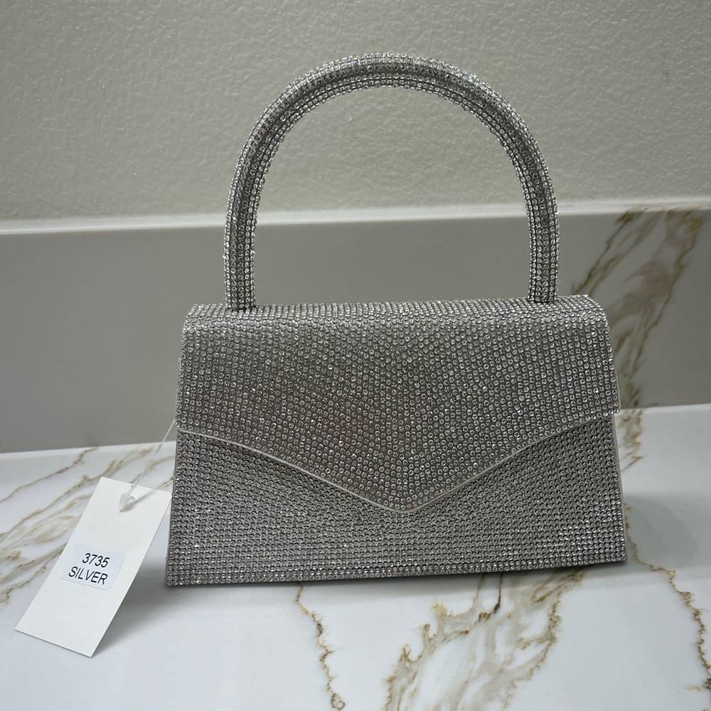 Rhinestone Evening Mini Bag with Removable Chain